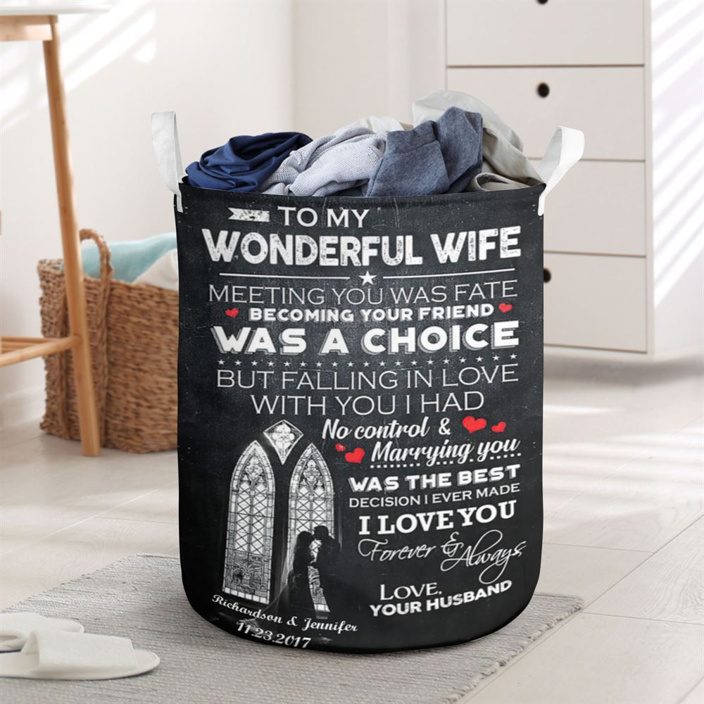 Mother's Day Laundry Basket, Meeting You Was Fate My Wonderful Wife Laundry Basket, Mother's Day Gift, Storage Basket For Mom