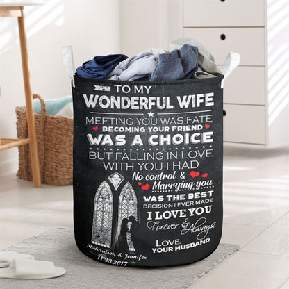 Mother's Day Laundry Basket, Meeting You Was Fate My Wonderful Wife Laundry Basket, Mother's Day Gift, Storage Basket For Mom