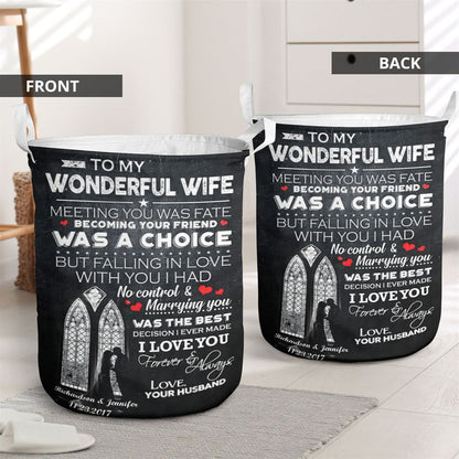 Mother's Day Laundry Basket, Meeting You Was Fate My Wonderful Wife Laundry Basket, Mother's Day Gift, Storage Basket For Mom