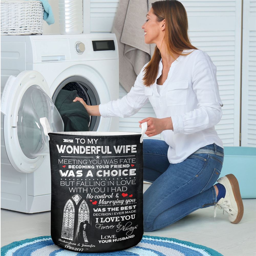 Mother's Day Laundry Basket, Meeting You Was Fate My Wonderful Wife Laundry Basket, Mother's Day Gift, Storage Basket For Mom