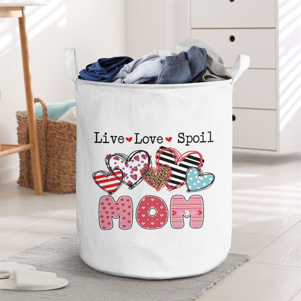 Mother's Day Laundry Basket, Mom Live Love Spoil Laundry Basket, Mother's Day Gift, Storage Basket For Mom