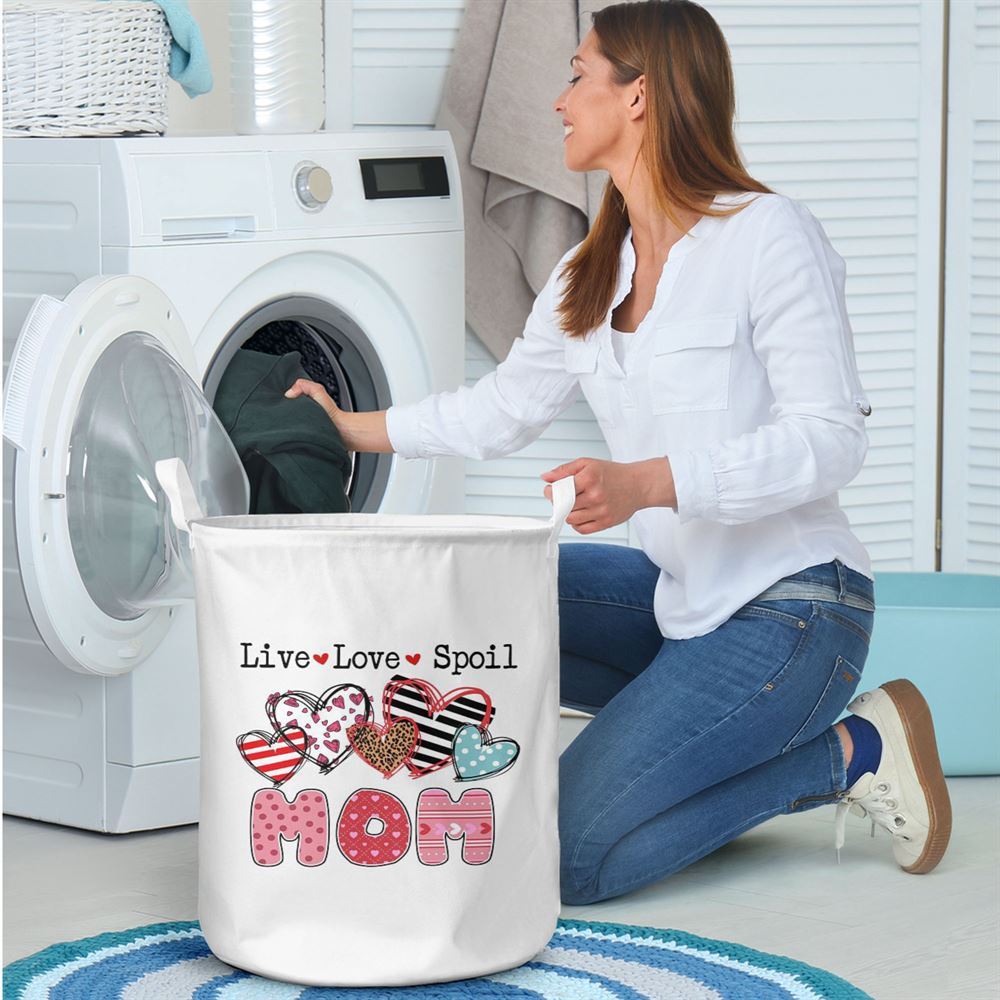 Mother's Day Laundry Basket, Mom Live Love Spoil Laundry Basket, Mother's Day Gift, Storage Basket For Mom