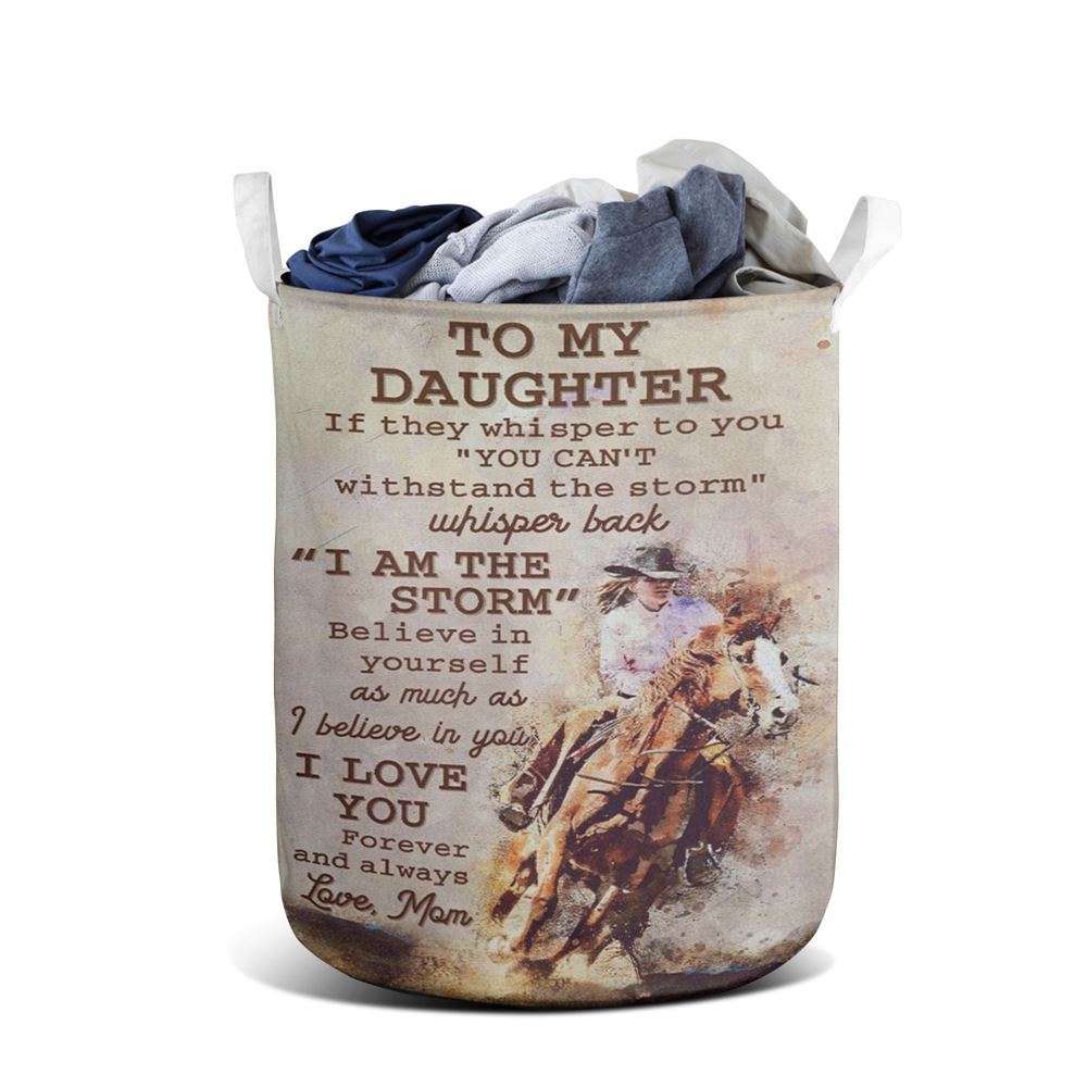 Mother's Day Laundry Basket, Mom To Daughter Horse Racing Laundry Basket, Mother's Day Gift, Storage Basket For Mom