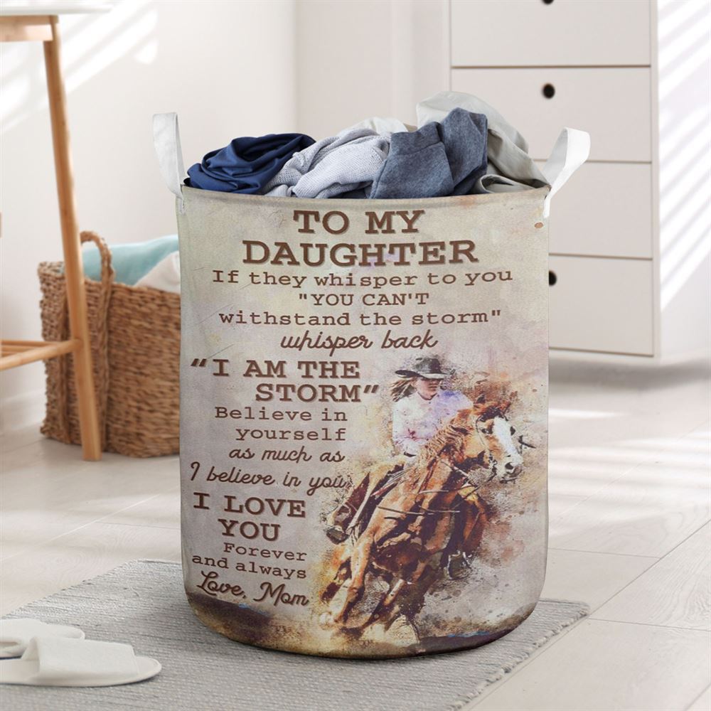 Mother's Day Laundry Basket, Mom To Daughter Horse Racing Laundry Basket, Mother's Day Gift, Storage Basket For Mom