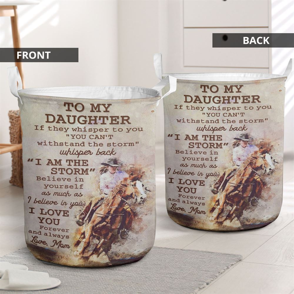 Mother's Day Laundry Basket, Mom To Daughter Horse Racing Laundry Basket, Mother's Day Gift, Storage Basket For Mom