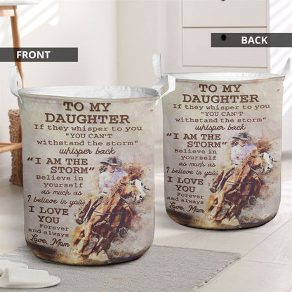 Mother's Day Laundry Basket, Mom To Daughter Horse Racing Laundry Basket, Mother's Day Gift, Storage Basket For Mom