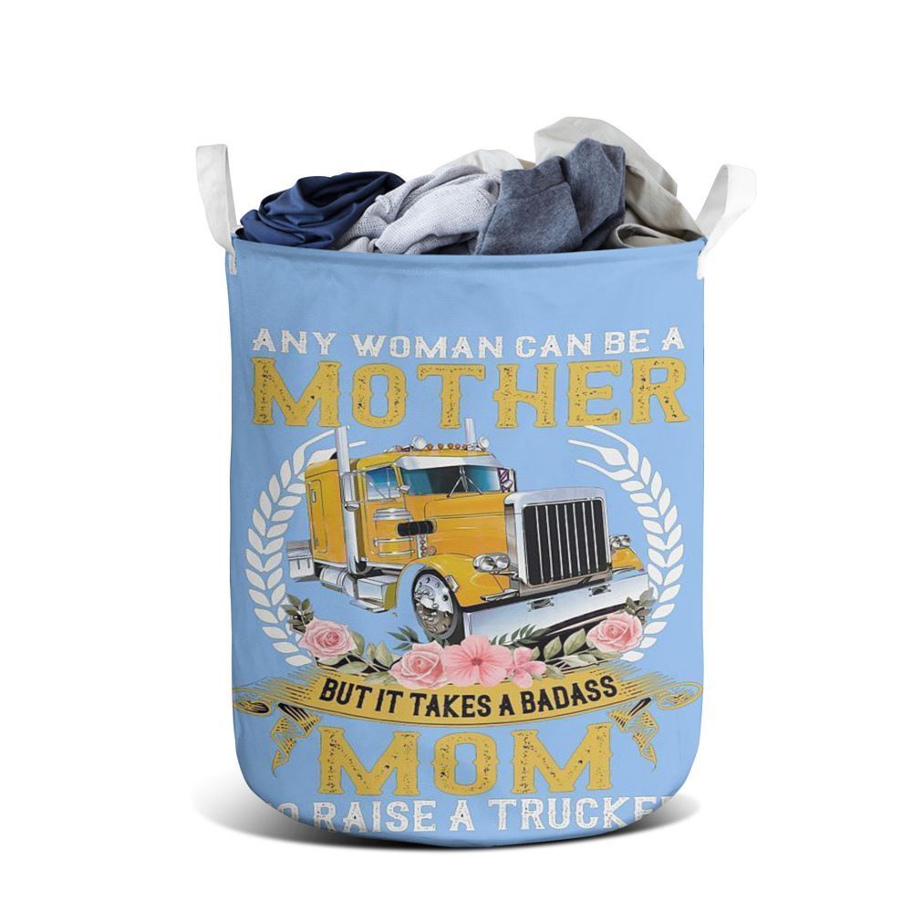 Mother's Day Laundry Basket, Mom To Raise A Trucker Gift For You Laundry Basket, Mother's Day Gift, Storage Basket For Mom