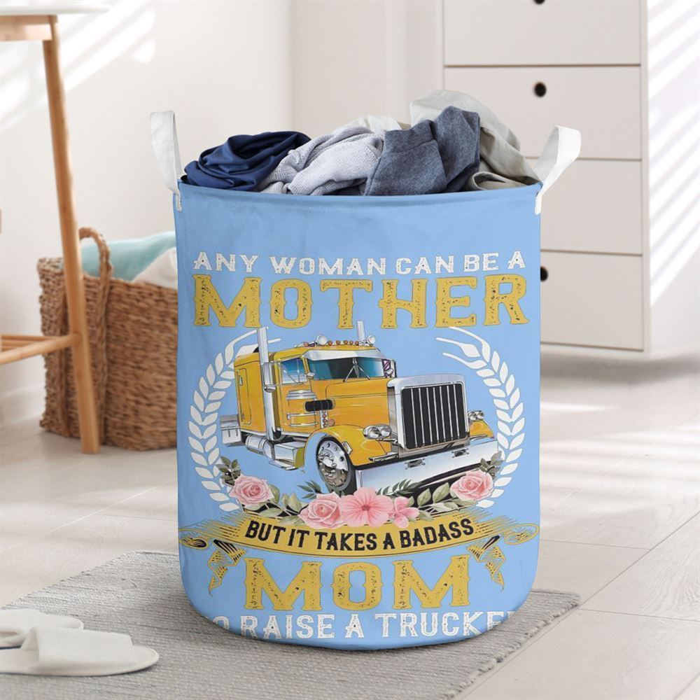 Mother's Day Laundry Basket, Mom To Raise A Trucker Gift For You Laundry Basket, Mother's Day Gift, Storage Basket For Mom