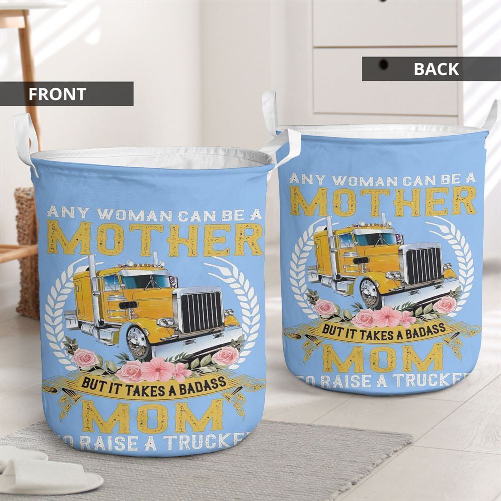 Mother's Day Laundry Basket, Mom To Raise A Trucker Gift For You Laundry Basket, Mother's Day Gift, Storage Basket For Mom