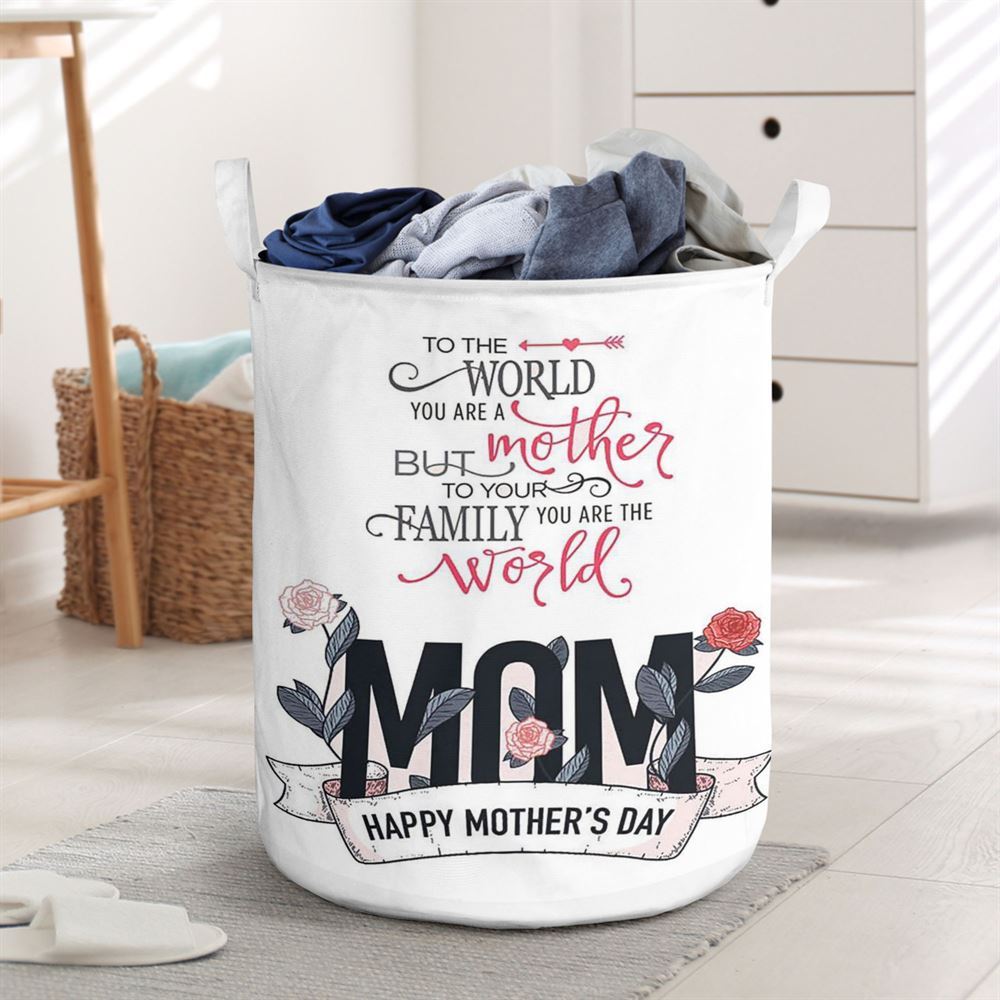 Mother's Day Laundry Basket, Mother Is The World Happy Mother's Day Special Gifts Vertical Laundry Basket, Mother's Day Gift, Storage Basket For Mom
