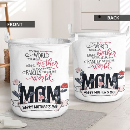 Mother's Day Laundry Basket, Mother Is The World Happy Mother's Day Special Gifts Vertical Laundry Basket, Mother's Day Gift, Storage Basket For Mom