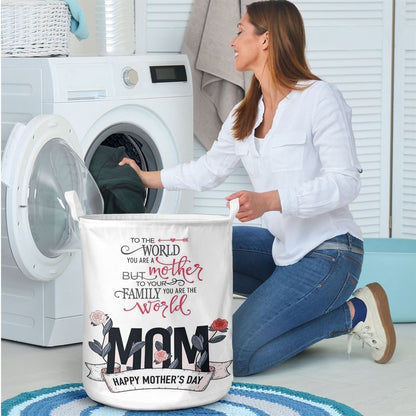 Mother's Day Laundry Basket, Mother Is The World Happy Mother's Day Special Gifts Vertical Laundry Basket, Mother's Day Gift, Storage Basket For Mom