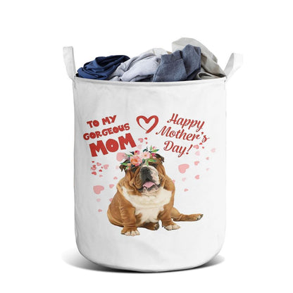 Mother's Day Laundry Basket, Mother's Day Gift For Mom Who Loves Bulldog Vertical Laundry Basket, Mother's Day Gift, Storage Basket For Mom
