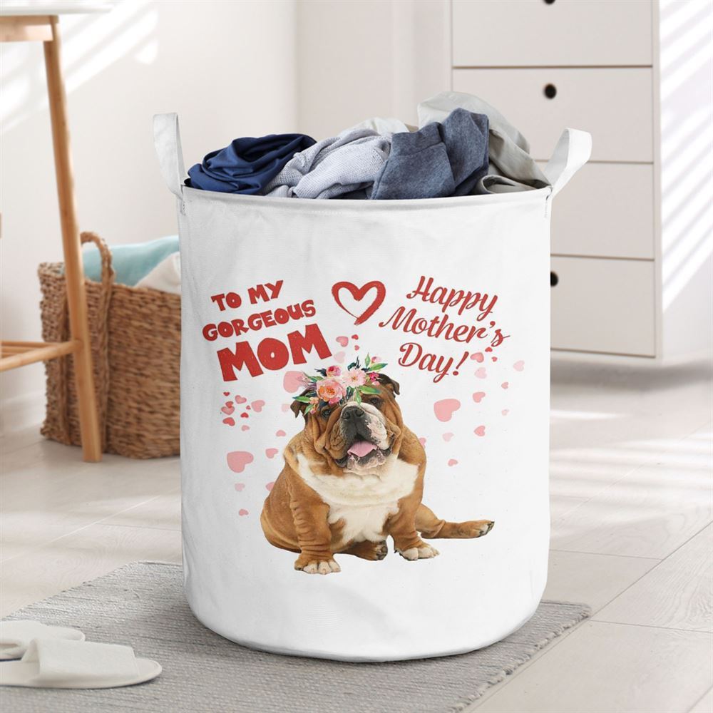 Mother's Day Laundry Basket, Mother's Day Gift For Mom Who Loves Bulldog Vertical Laundry Basket, Mother's Day Gift, Storage Basket For Mom
