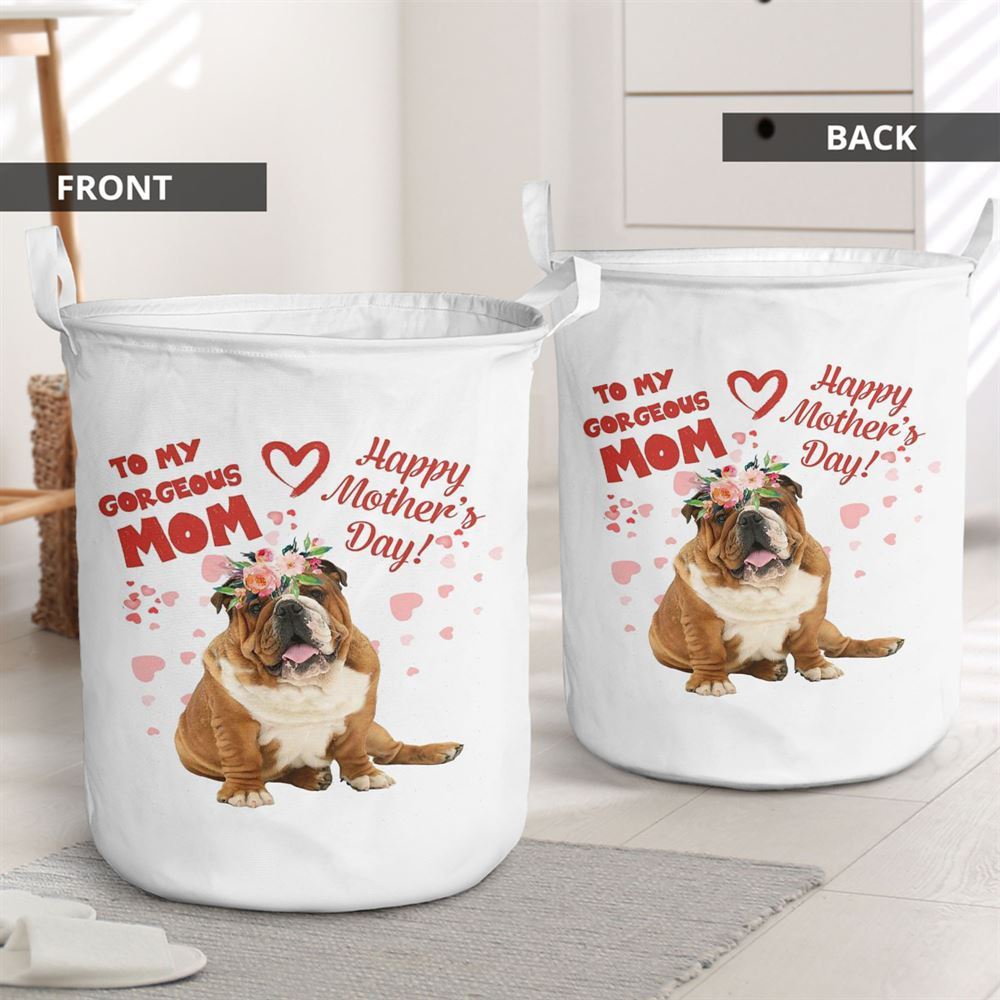 Mother's Day Laundry Basket, Mother's Day Gift For Mom Who Loves Bulldog Vertical Laundry Basket, Mother's Day Gift, Storage Basket For Mom