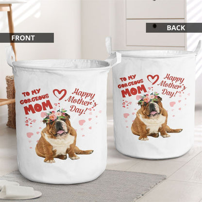 Mother's Day Laundry Basket, Mother's Day Gift For Mom Who Loves Bulldog Vertical Laundry Basket, Mother's Day Gift, Storage Basket For Mom