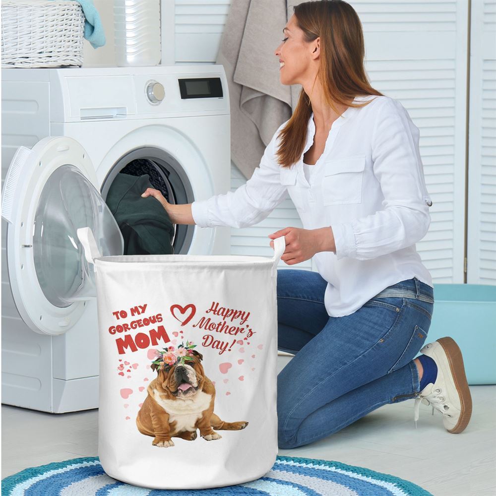 Mother's Day Laundry Basket, Mother's Day Gift For Mom Who Loves Bulldog Vertical Laundry Basket, Mother's Day Gift, Storage Basket For Mom