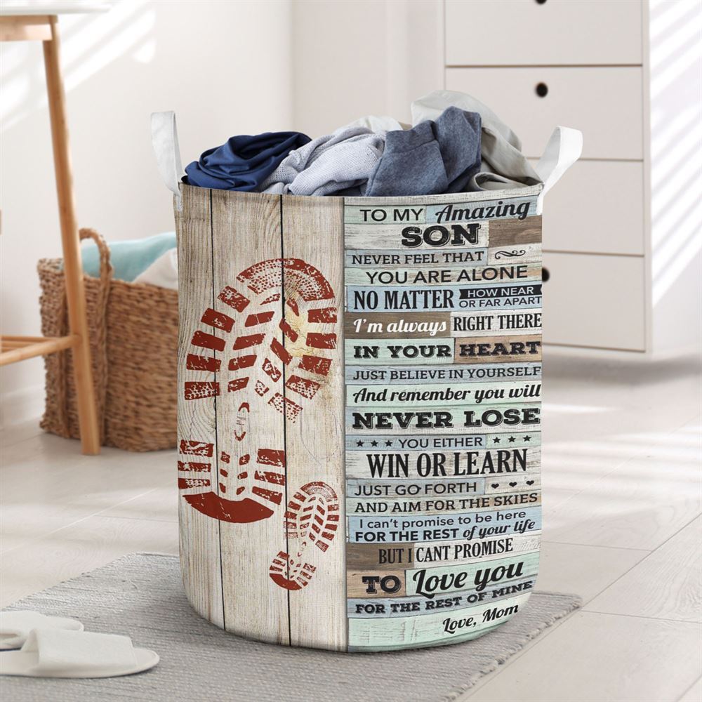 Mother's Day Laundry Basket, Never Feel That You Are Alone Mom To Son Laundry Basket, Mother's Day Gift, Storage Basket For Mom