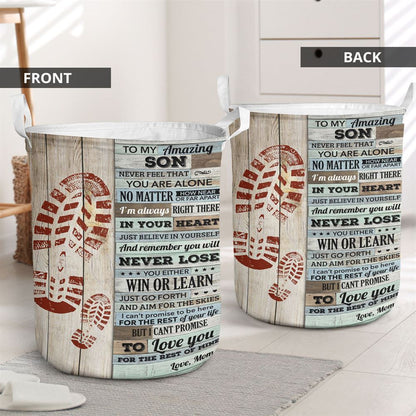 Mother's Day Laundry Basket, Never Feel That You Are Alone Mom To Son Laundry Basket, Mother's Day Gift, Storage Basket For Mom