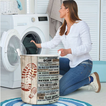 Mother's Day Laundry Basket, Never Feel That You Are Alone Mom To Son Laundry Basket, Mother's Day Gift, Storage Basket For Mom