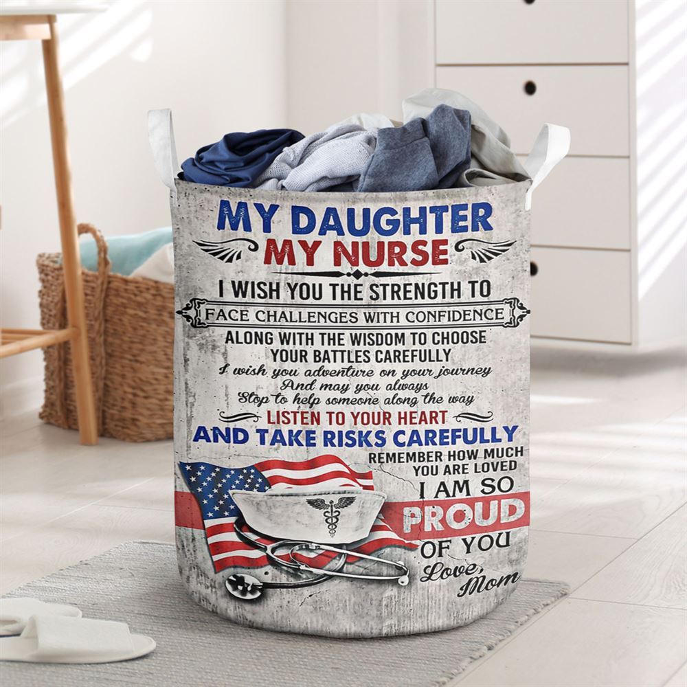 Mother's Day Laundry Basket, Nurse Laundry Basket Prints From Mom To Daughter, Mother's Day Gift, Storage Basket For Mom