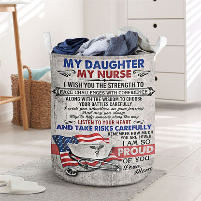 Mother's Day Laundry Basket, Nurse Laundry Basket Prints From Mom To Daughter, Mother's Day Gift, Storage Basket For Mom
