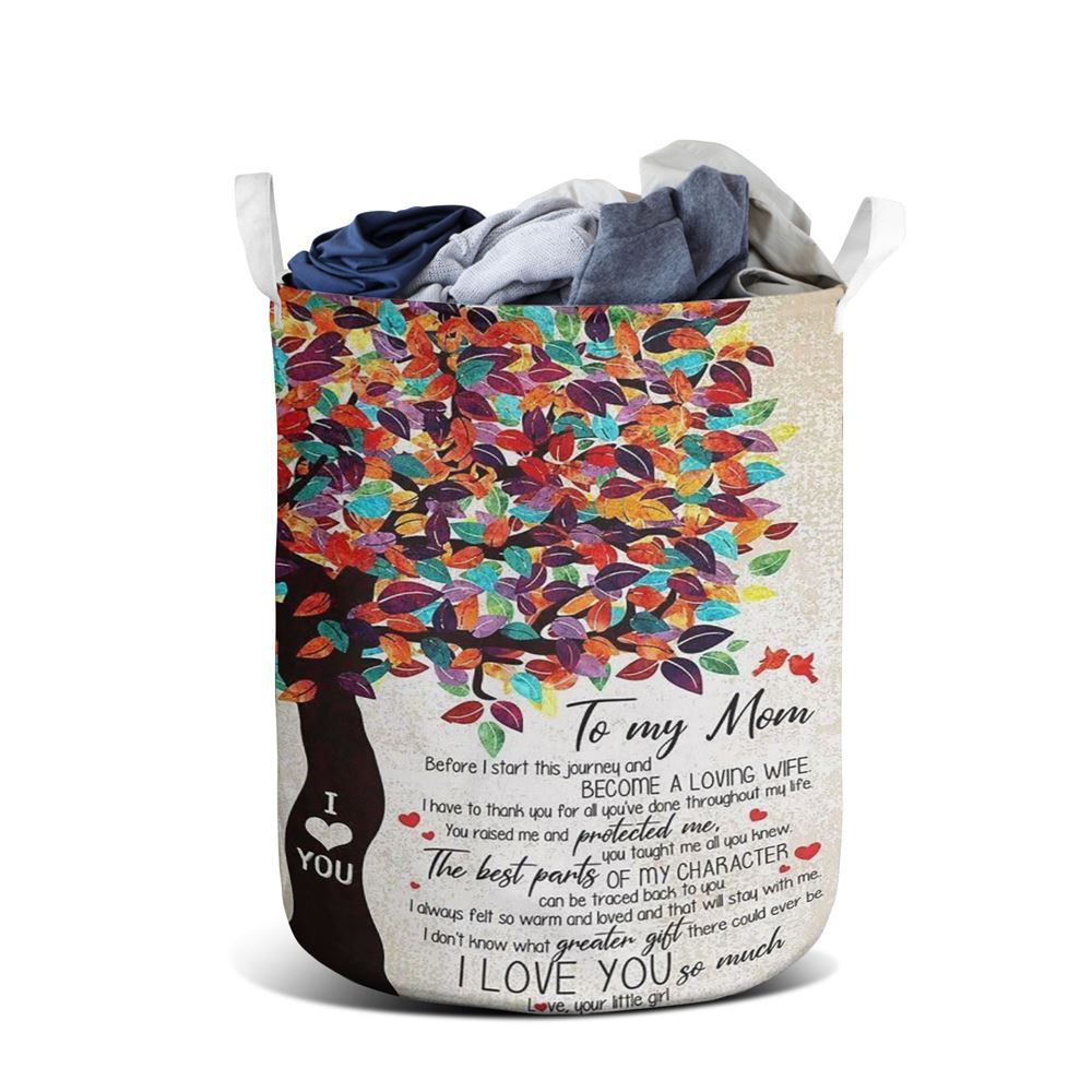 Mother's Day Laundry Basket, Personalized Laundry Basket To My Mom From Daughter I Love You Tree Vertical Laundry Basket, Mother's Day Gift