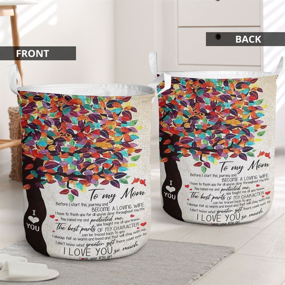 Mother's Day Laundry Basket, Personalized Laundry Basket To My Mom From Daughter I Love You Tree Vertical Laundry Basket, Mother's Day Gift