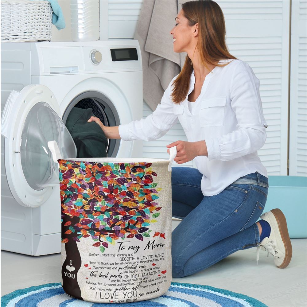 Mother's Day Laundry Basket, Personalized Laundry Basket To My Mom From Daughter I Love You Tree Vertical Laundry Basket, Mother's Day Gift