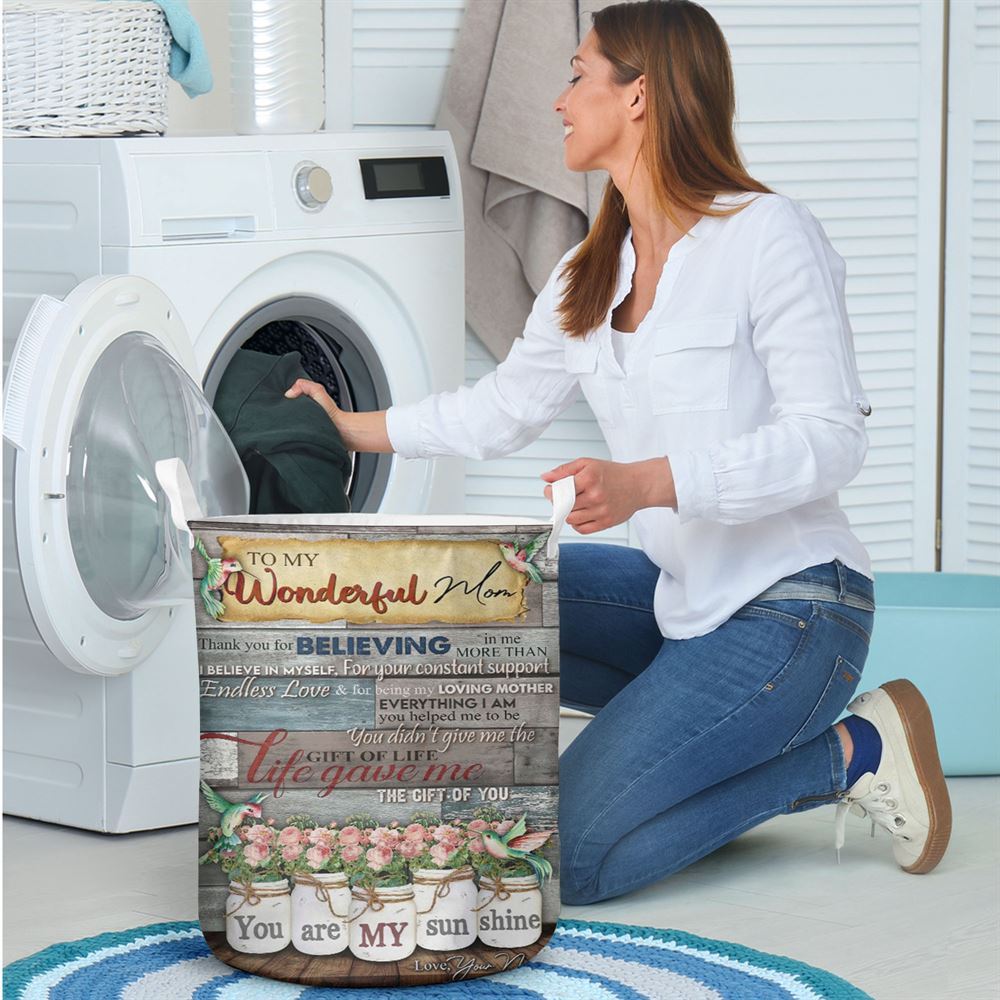 Mother's Day Laundry Basket, Personalized Thank You For Believing Me Mother's Day Laundry Basket, Mother's Day Gift, Storage Basket For Mom