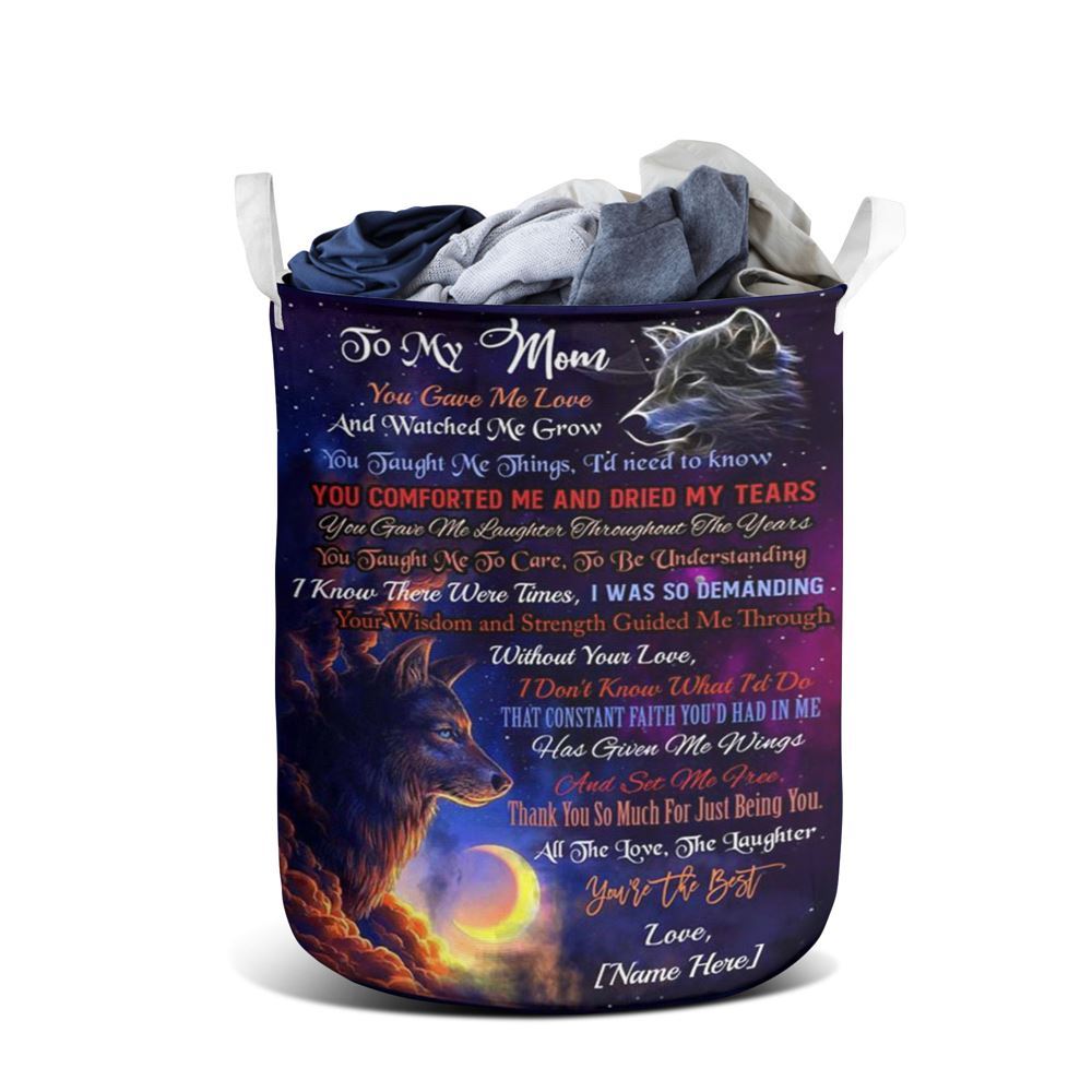 Mother's Day Laundry Basket, Personalized To My Mom Wolf Premium Laundry Basket, Mother's Day Gift, Storage Basket For Mom