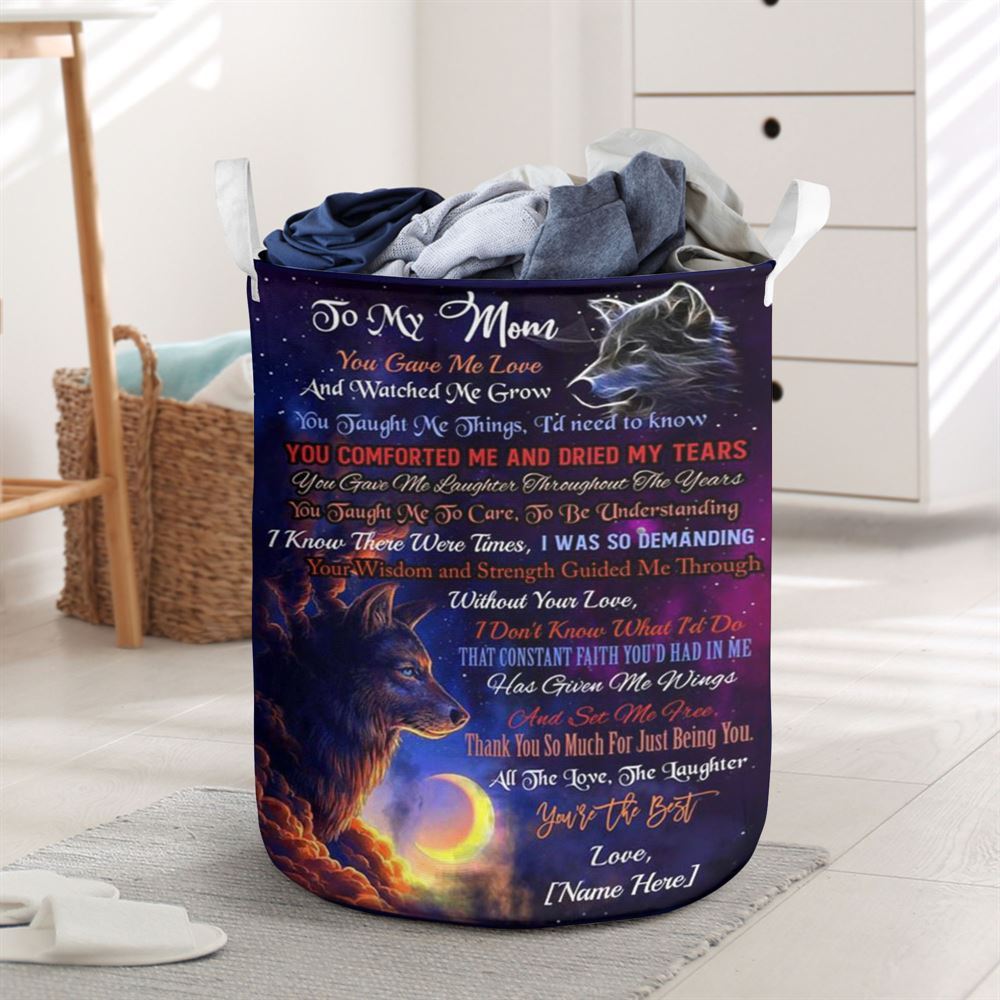 Mother's Day Laundry Basket, Personalized To My Mom Wolf Premium Laundry Basket, Mother's Day Gift, Storage Basket For Mom