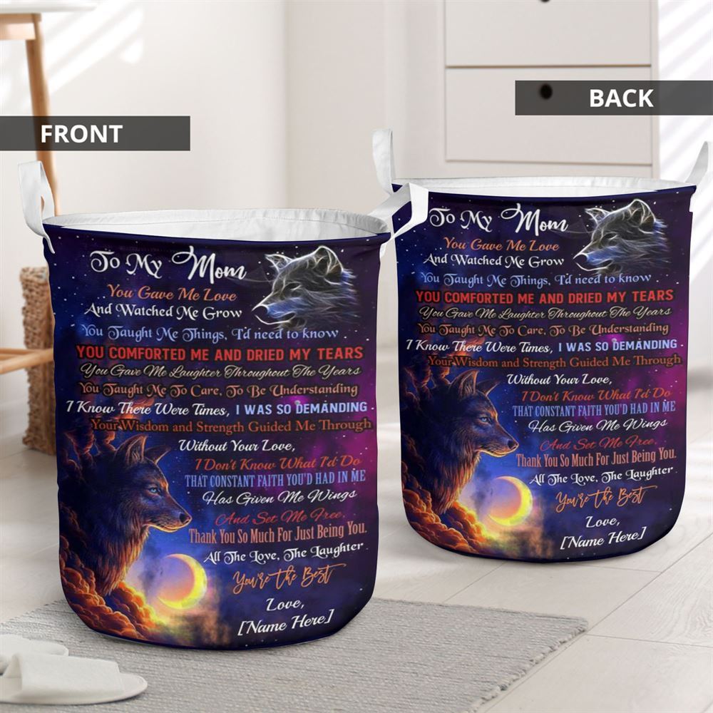 Mother's Day Laundry Basket, Personalized To My Mom Wolf Premium Laundry Basket, Mother's Day Gift, Storage Basket For Mom