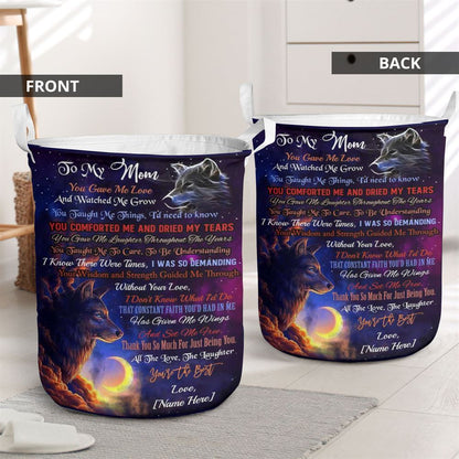Mother's Day Laundry Basket, Personalized To My Mom Wolf Premium Laundry Basket, Mother's Day Gift, Storage Basket For Mom
