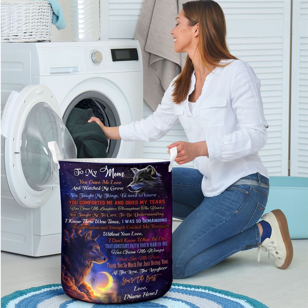 Mother's Day Laundry Basket, Personalized To My Mom Wolf Premium Laundry Basket, Mother's Day Gift, Storage Basket For Mom