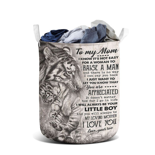 Mother's Day Laundry Basket, Tiger To My Mom I Know It'S Not Easy For A Woman To Raise A Man Laundry Basket, Mother's Day Gift, Storage Basket For Mom