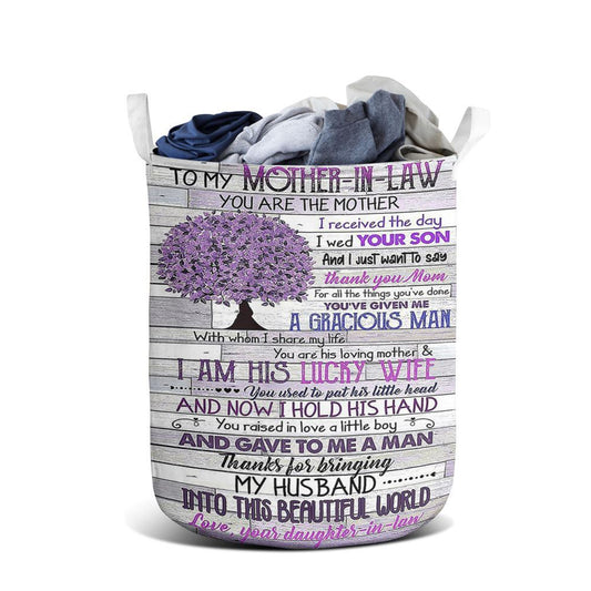 Mother's Day Laundry Basket, To My Mother In Law You Are The Mother I Received The Day Vertical Paper Laundry Basket, Mother's Day Gift
