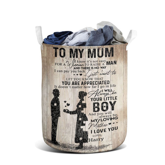 Mother's Day Laundry Basket, To My Mum It'S Hard To Raise A Man Police Laundry Basket, Mother's Day Gift, Storage Basket For Mom