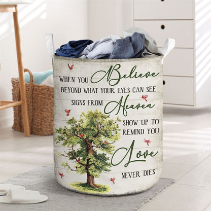 Mother's Day Laundry Basket, When You Believe Love Never Dies Laundry Basket, Mother's Day Gift, Storage Basket For Mom