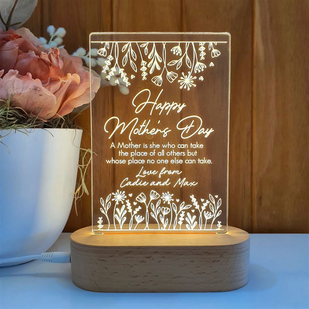 Mothers Day Gift Light Personalised, Place Of All Others 3D Led Light Wooden Base, Mother's Day Led Light, Gift For Mom, Anniversary Gift