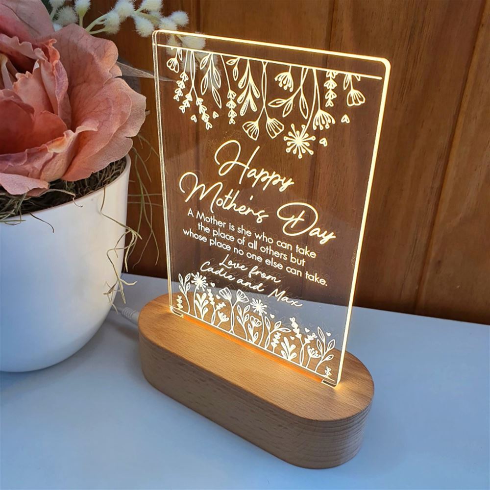 Mothers Day Gift Light Personalised, Place Of All Others 3D Led Light Wooden Base, Mother's Day Led Light, Gift For Mom, Anniversary Gift