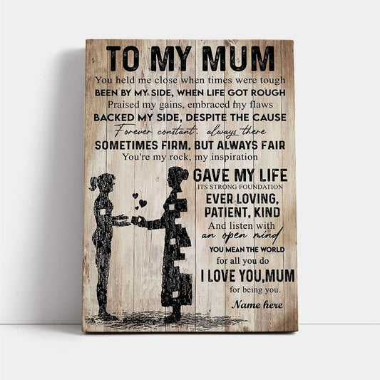 Mum You Held Me Close From Daughter Canvas, Mother's Day Canvas Art, Gift For Mom, Birthday Gift, Mother's Day Wall Art