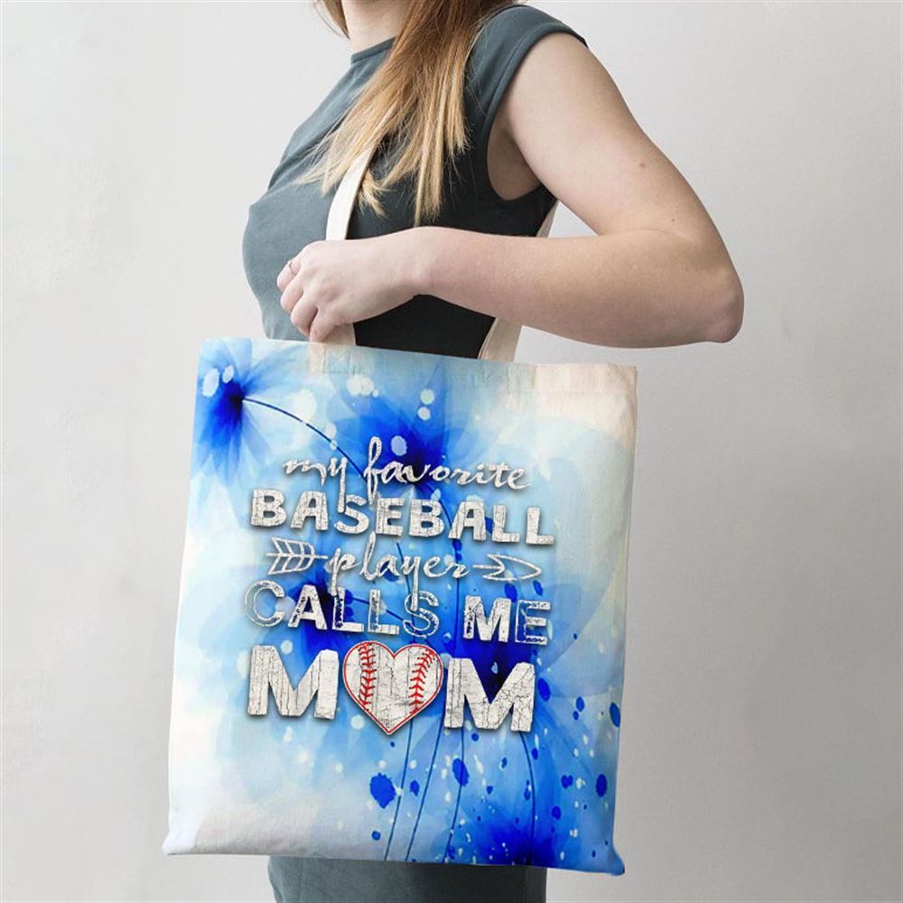 My Favorite Baseball Player Calls Me Mom Mothers Day Tote Bag, Women Tote Bag, Canvas Tote Bag, Printed Tote Bag