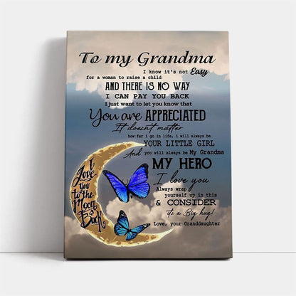 My Grandma My Hero Canvas, Mother's Day Canvas Art, Gift For Mom, Birthday Gift, Mother's Day Wall Art