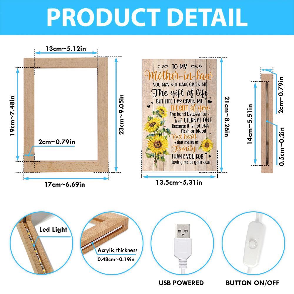 My Mother-In-Law Frame Lamp, Mother's Day Night Light, Best Mom Ever, Gift For Mom