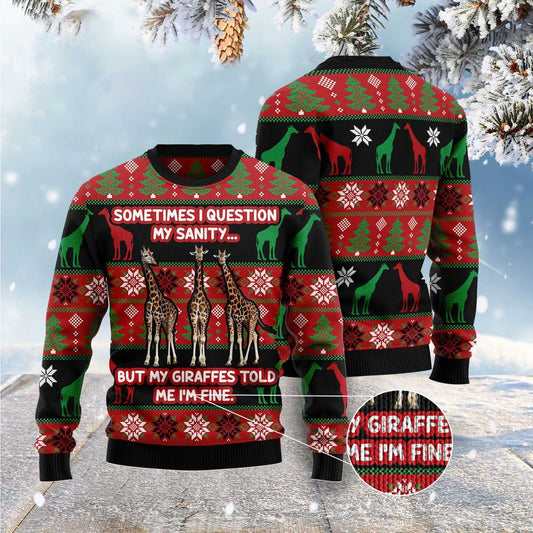 My Sanity Question Giraffe Ugly Christmas Sweater, Funny Xmas Sweater, Sweater Xmas