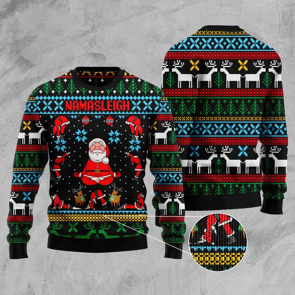 Namasleigh Ugly Christmas Sweater, Funny Xmas Sweater, Sweater Xmas