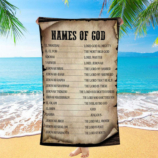 Names Of God Christian Beach Towel - Bible Verse Beach Towel - Scripture Beach Towel