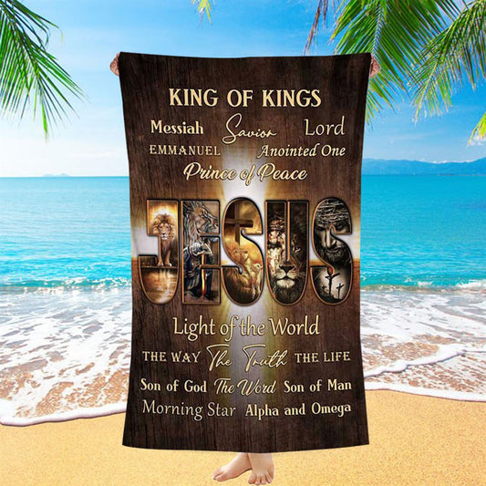 Names Of Jesus Warrior Of God Beach Towel - Inspirational Beach Towel - Christian Beach Towel