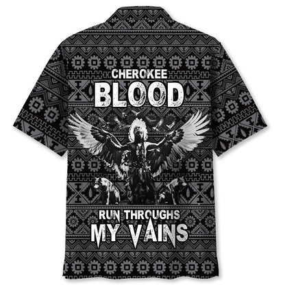 Native America Cherokee Blood Run Throughs My Vains Hawaiian Shirt, Funny Hawaiian Shirt, Usa Hawaiian Shirt, Vintage Hawaiian Shirts